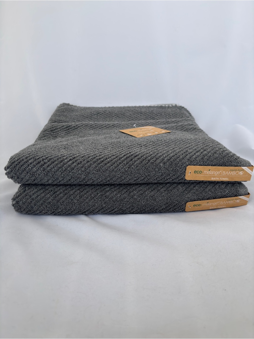 2 Pc eco-melange Grey Bath Towels - Soft Bamboo